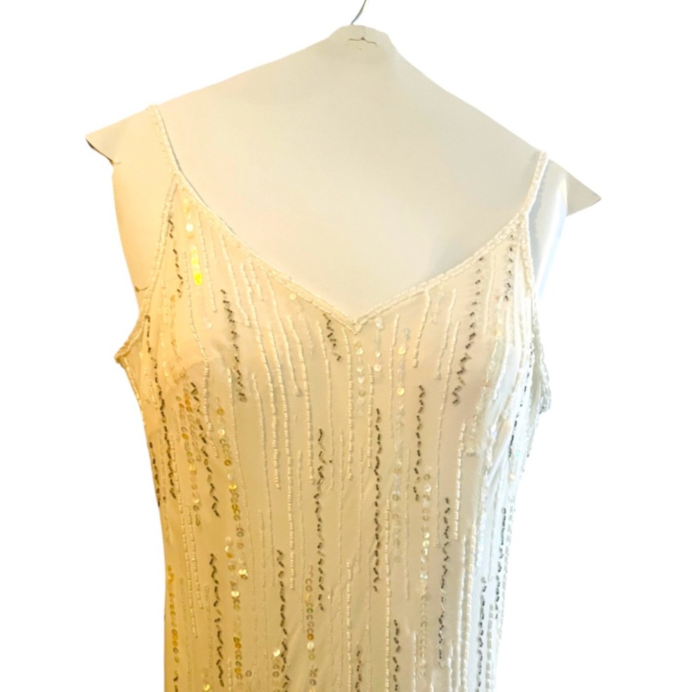 Elegant Sue Wong White and Cream Wedding Gown / Special occasion dress 100% silk - Picture 15 of 16